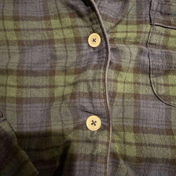 J.Crew Women's Cotton Flannel Pajama TOP ONLY Green Tartan Size M Holiday - Picture 5 of 8